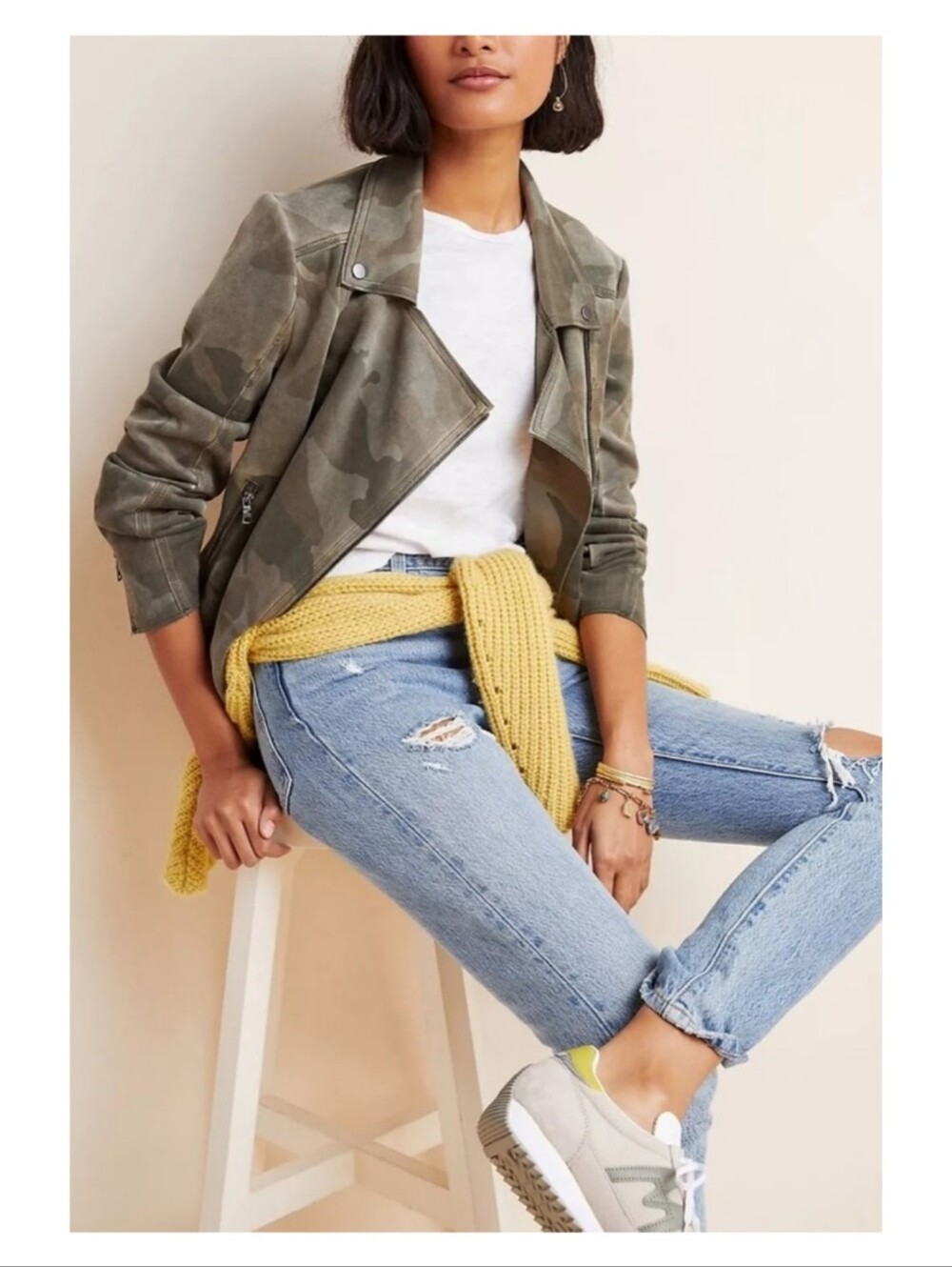 ANTHROPOLOGIE MARRAKECH Camo Moto Jacket Small Travel